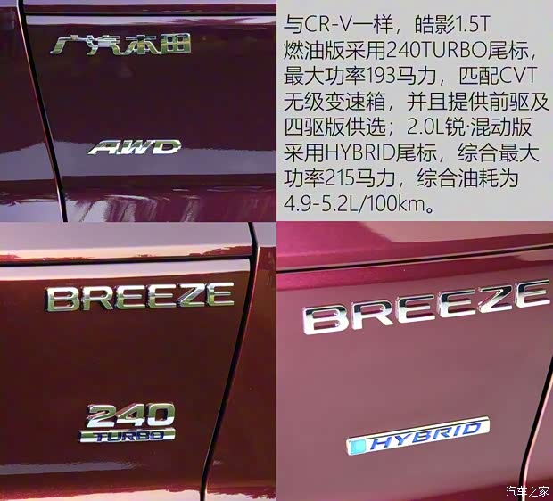 广汽本田 皓影 2019款 240TURBO 基本型 广汽本田 皓影 2019款 240TURBO 基本型